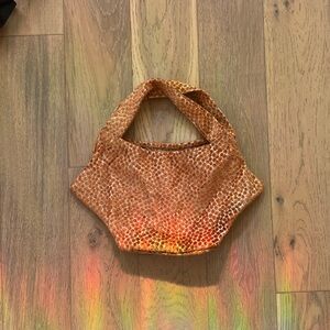 Orange floral shoulder bag